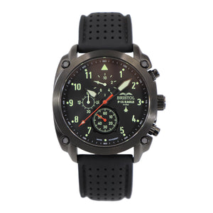 F-15 Eagle, Black Finish, Silicone Band - Bristol Aviator Watches, Bristol Watch Company, www.bristolwatchcompany.com