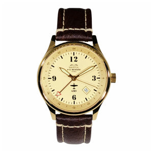 P-51 Mustang Tribute - Gold Finish, Beige Dial, Brown Leather Band
