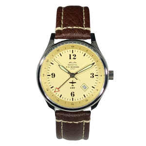 P-51 Mustang Tribute - Polished Finish, Beige Dial, Brown Leather Band