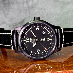 B-17 Tribute - Black Finish, Black Dial, Black Leather Band with Stitching