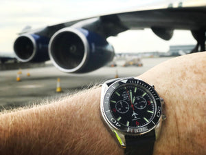 747 - Stainless Steel, Black Dial - Bristol Aviator Watches, Bristol Watch Company, www.bristolwatchcompany.com