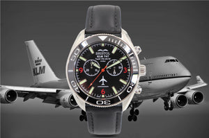 747 - Stainless Steel, Black Dial, Black Leather Band - Bristol Aviator Watches, Bristol Watch Company, www.bristolwatchcompany.com
