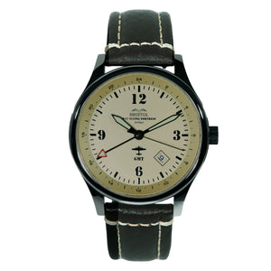 B-17 Tribute - Polished Finish, Beige Dial, Stainless Steel, Brown Leather Band with Stitching