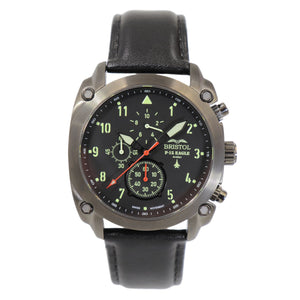 F-15 Eagle - Gunmetal Finish, Leather Band - Bristol Aviator Watches, Bristol Watch Company, www.bristolwatchcompany.com