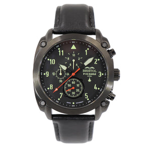 F-15 Eagle, Black Finish, Leather Band - Bristol Aviator Watches, Bristol Watch Company, www.bristolwatchcompany.com