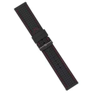 Strap - Black Silicone Strap - Red Stitching - 24mm - Bristol Aviator Watches, Bristol Watch Company, www.bristolwatchcompany.com
