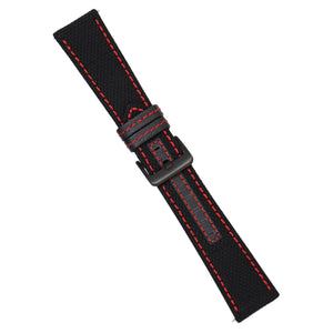 Strap - Black Kevlar Strap - Red Stitching - 24mm - Bristol Aviator Watches, Bristol Watch Company, www.bristolwatchcompany.com