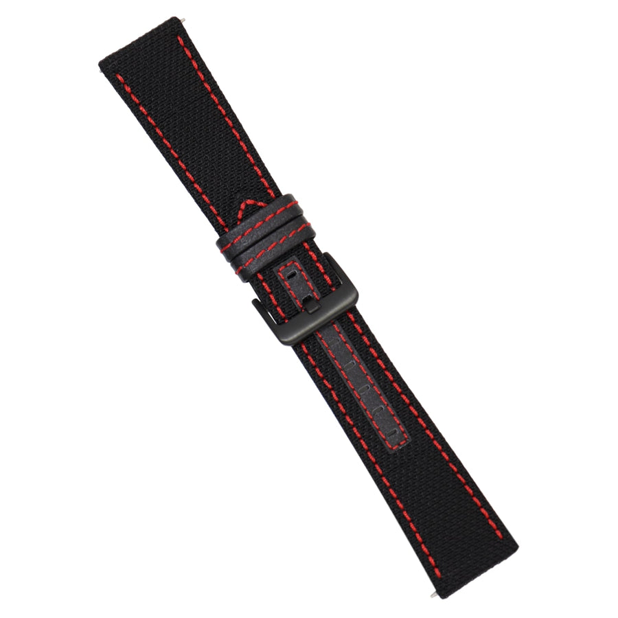 Strap - Black Kevlar Strap - Red Stitching - 24mm - Bristol Aviator Watches, Bristol Watch Company, www.bristolwatchcompany.com
