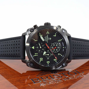 A-10 Thunderbolt - Black Finish, Black Silicone Band - Bristol Aviator Watches, Bristol Watch Company, www.bristolwatchcompany.com