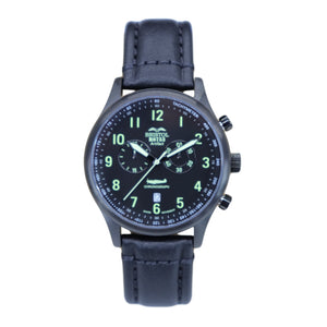 R6753- Our Spitfire R6753 Tribute - Black Finish, Black Leather Band
