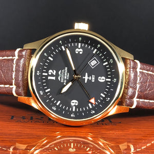 P-51 Mustang Tribute - Gold Finish, Black Dial, Brown Leather Band